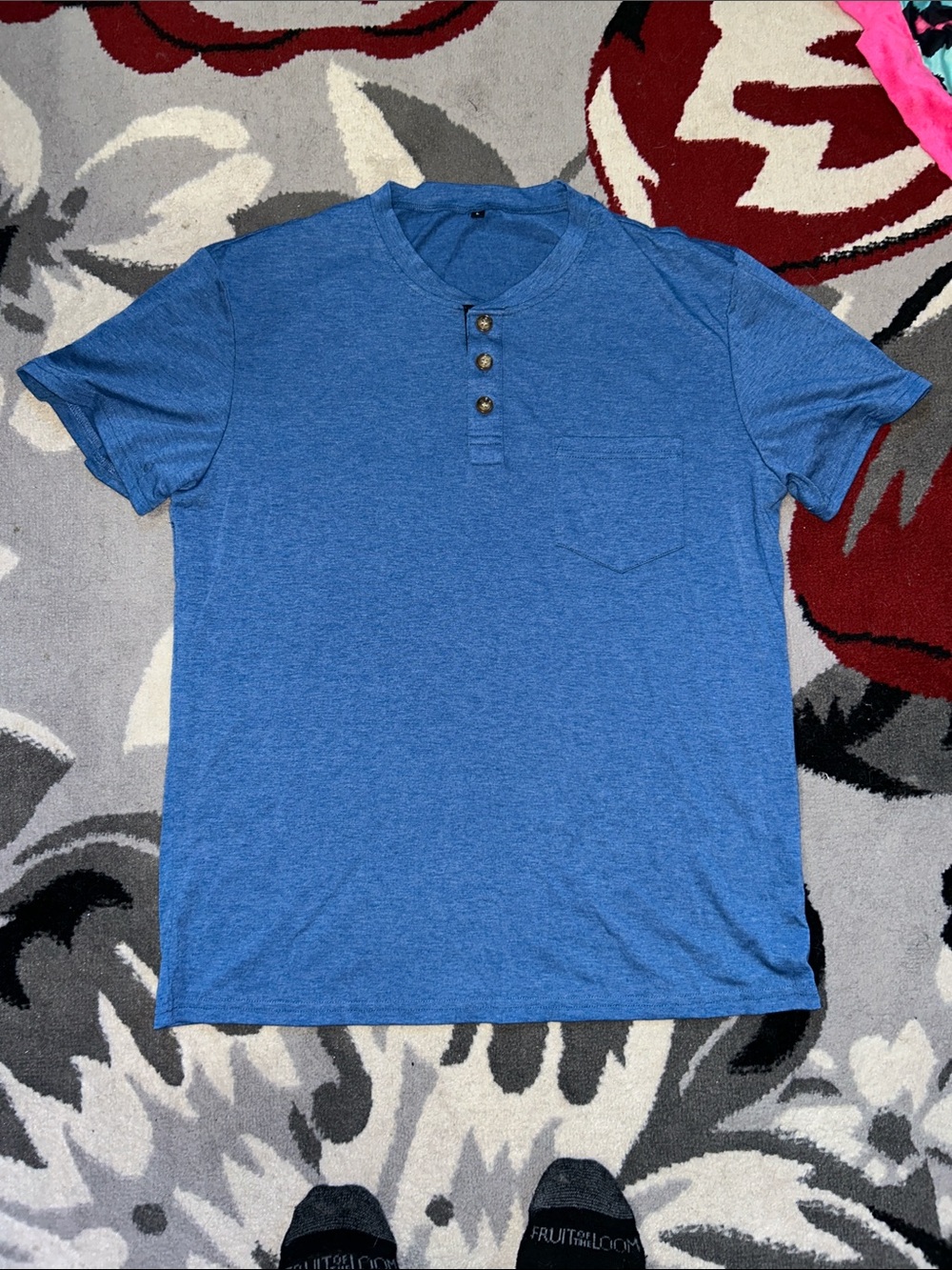 Men's Blue & Grey Short-Sleeve Henley Pocket T-Shirts bundle